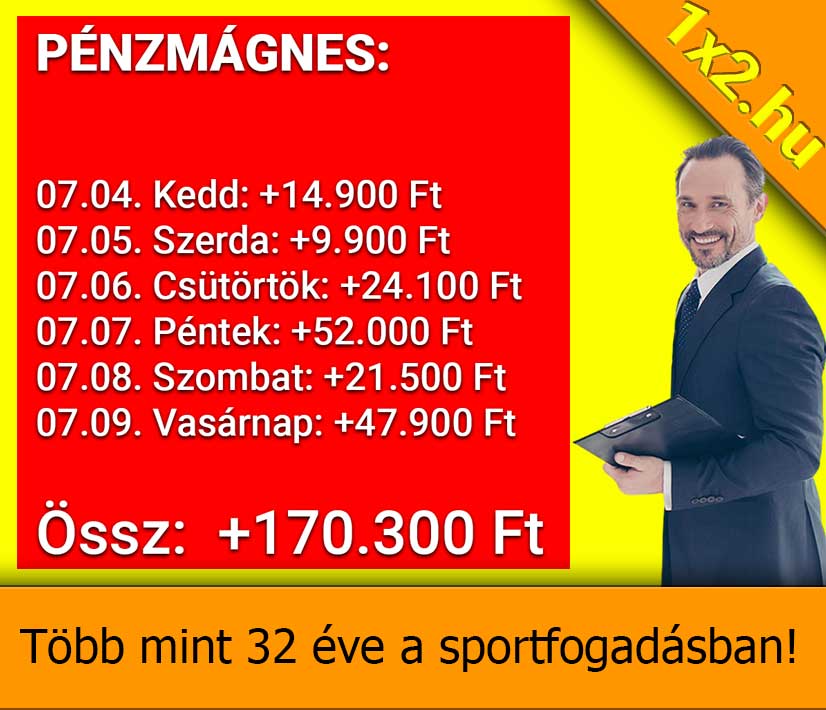 🧲 Pénzmágnes: 6 nap 170.300 Ft nyeremény ❗ 💰 💰 - 1x2.hu - Tippmix tippek