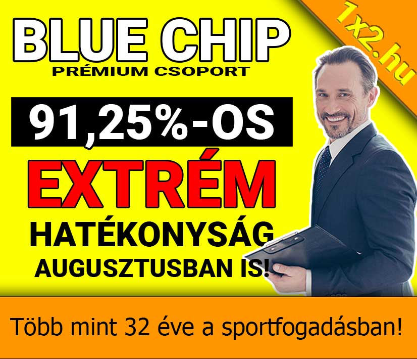 💥 BLUE CHIP:  Brutális, 91.25%-os hatékonyság ❗ ❗ ❗ Extrém teljesítményt hozunk augusztusban is ❗ ❗ ❗  - 1x2.hu - Tippmix tippek