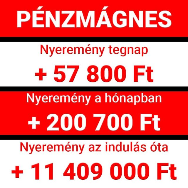 Pénzmágnes: 207.000 nyeremény októberben! Több mint 11.4 Millió indulás óta! Tarts velünk Te is!