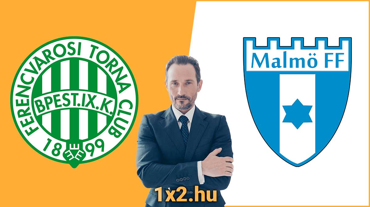 Ferencvárosi TC és Malmö FF logók közötti férfi üzleti öltözékben. Tippmix tippek, sportfogadás tippek, és ingyenes Tippmix tippek érhetők el a 1x2.hu weboldalon. Kiemelkedő sportfogadási lehetőségek.