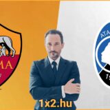 Egy üzletember áll az AS Roma és Atalanta logók között, a háttérben a 1x2.hu felirat. Fedezd fel a legjobb Tippmix tippeket, sportfogadás tippeket az esélyek növelésére, mindezt ingyenesen!